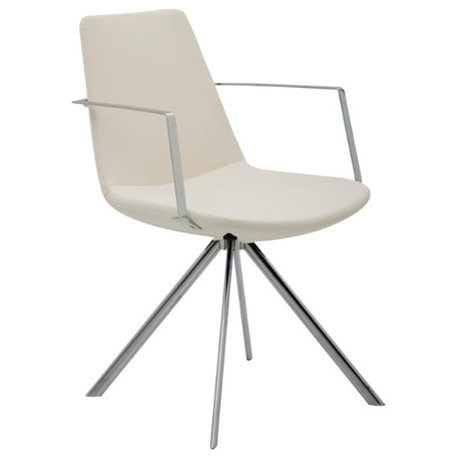 Pera Ellipse Swivel Armchair, Belhaven Green Wool, Polished Chrome Base
