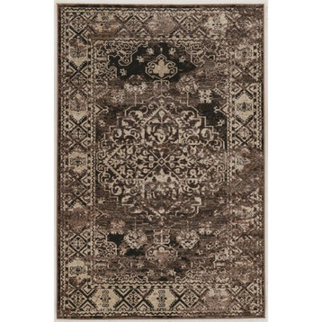 Linon Vintage Nain Power Loomed Microfiber Polyester 2'x10' Rug in Beige