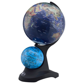17.5, Dual Globe With Constellation On Black Acrylic Base