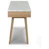 Viola 44" Rectangular Italian Carrara White Marble Writing Desk With Oak Leg