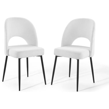 Rouse Dining Side Chair Upholstered Fabric Set of 2, Black White