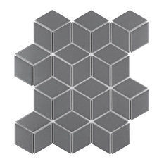 SomerTile Metro Rhombus 10-1/2" x 12-1/8" Porcelain Mosaic Tile, Matte Grey