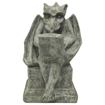 Gargoyle With Laptop Computer Concrete Statue