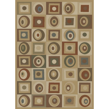 Concord Global Soho 6021 Round & Squares Rug 5'3"x7'3" Gold Rug