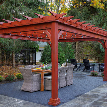 Make a Statement with a Versatile Outdoor Kitchen and Double Fire Feature
