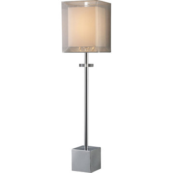 Exeter Table Lamp In Chrome With Double-Framed Shade