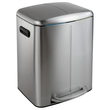Marco Rectangular 40L Double Bucket Trash Can With Soft-Close Lid, Stainless