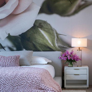 Serenity Indian Wells luxury modern home floral bedroom interior design