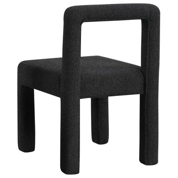 Courtney Boucle Fabric Upholstered Armless Dining Chair, Set of 2, Black