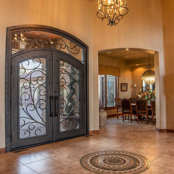 Barcelona Iron Entry Door with French Hinged Glass