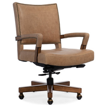 Hooker Furniture Chace Leather Executive Swivel Tilt Chair in Brown