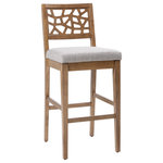 Olliix - INK+IVY Crackle Lounge Wood Counter Stool 43.25" High, Light Grey - Cracked ice patterns are brought to life with oak veneer in soft natural tones. Assembly required.