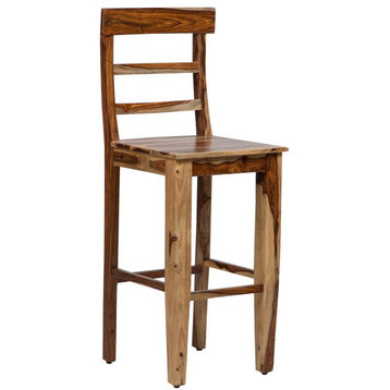 Porter Designs Taos Solid Sheesham Wood Ladderback 30" Bar Chair