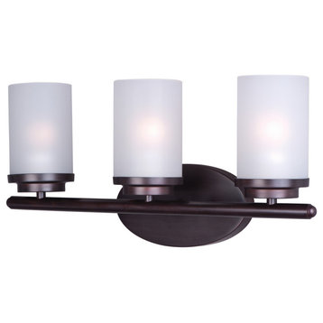 Corona 3-Light Bath Vanity, Oil Rubbed Bronze With Frosted Glass/Shade