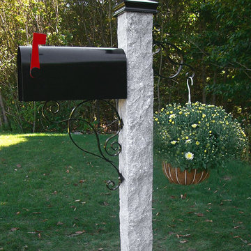 Granite Mailbox Post with Hanging Plant
