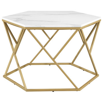 Modern Hexagon Coffee Table, White