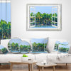 Open Window to Seashore Palms Seashore Throw Pillow, 18"x18"