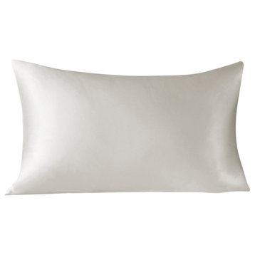 Madison Park Mulberry Silk Luxury Single Pillowcase, Ivory, Standard