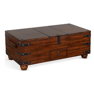 Kokanee Rustic Solid Wood Double Top Storage Trunk Coffee Table