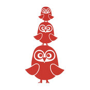 Three Owls Wall Sticker, Red