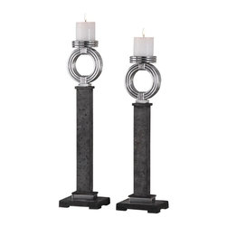 Uttermost - Uttermost Docia Charcoal candleholders S/2 - Candleholders