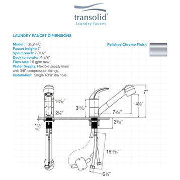 Transolid Laundry Faucet With Pull-Out Spray, Polished Chrome