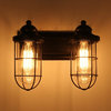Vintage 2-Light Wire Cage Wall Sconce, Clear Glass