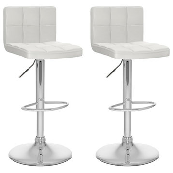 Catania Low Back Tufted Fabric & Steel Barstool in White (Set of 2)