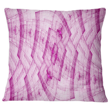 Light Pink Psychedelic Fractal Metal Grid Abstract Throw Pillow, 16"x16"