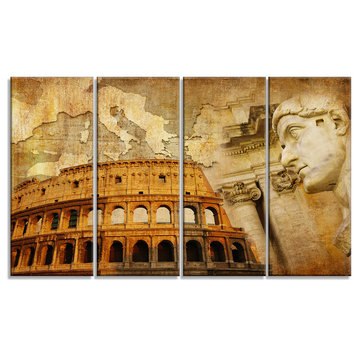 "Great Roman Empire" Collage Metal Wall Art, 4 Panels, 48"x28"