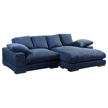 2 PC Blue Corduroy Large Reversible Modular Sectional Sofa