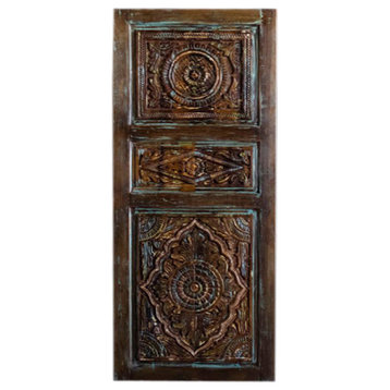 Consigned Indo French Interior Doors, Carved Panels, Indian Carved doors 84x36
