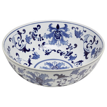 14" Blue and White Bowl