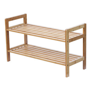 2 Tier Entryway Metal Soft Seat Shoe Rack Bench Contemporary Shoe Storage By Imtinanz Llc