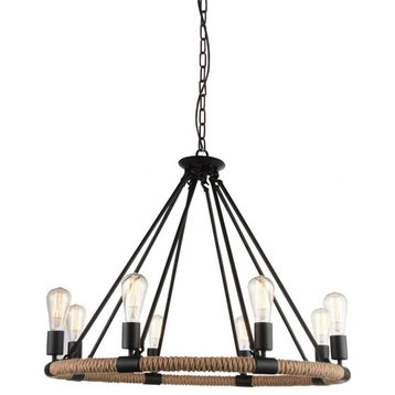 CWI Lighting 9671P33-8-101 8 Light Chandelier with Black Finish