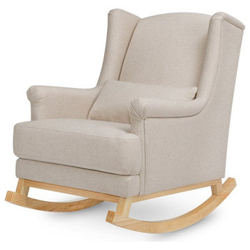 Namesake Miranda Modern Fabric Upholstered Wingback Rocker Chair in Beige