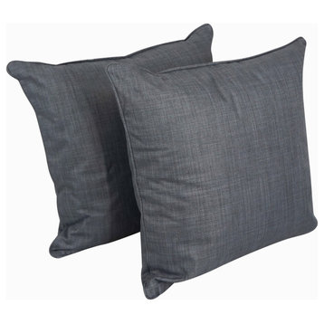 25" Double-Corded Square Floor Pillows With Inserts, Set of 2, Cool Gray