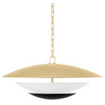 Corbett Lighting - Corbett Lighting 413-26-VGL/SBK Adara 4 Light Pendant in Vintage Gold Leaf - Adara mixes metal and glass to create a layered look. Light reflects softly off the Vintage Gold Leaf and Soft Black details to highlight this large-scale pendants smooth and simple silhouette.