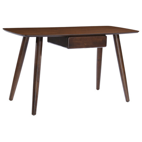 GDF Studio Kidman Wood Study Table With Faux Wood Overlay, Walnut