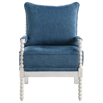 Kaylee Spindle Chair, Navy Fabric With White Frame