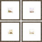 Paragon - Petite Placid, Set of 4 - Colorful forest scenes are double-matted in white.  Framed in a ribbed molding in distressed antique gold.