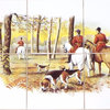 Equestrian Ceramic Tile Mural 6pc Horse Fox Hunt and Hound Scene 12.75" x 8.50"