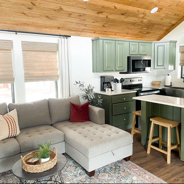 Mindfully Gray's Cabin Kitchen with Select Blinds