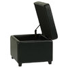 Massimo Storage Cube Ottoman, Jet Black