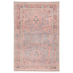 Jaipur Living - Machine Washable Jaipur Living Pippa Medallion Pink/Light Blue Area Rug, 9'x12' - The Kindred collection melds the timelessness of vintage designs with modern, livable style. The Pippa area rug boasts a whimsical medallion with floral accents and contemporary pink, sky blue, and gray colorway. This low-pile rug is made of soft polyester and features a one-of-a-kind antique rug digitally printed design.