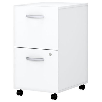 Easy Office 2 Drawer Mobile File Cabinet in Pure White - Engineered Wood