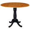 42" Round Pedestal Gathering Height Table, 2 Counter Height Stools, Black/Cherry