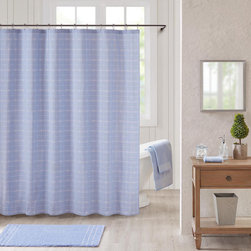 Bee & Willow™ Home Worthington Shower Curtain in Blue/White - Shower Curtains