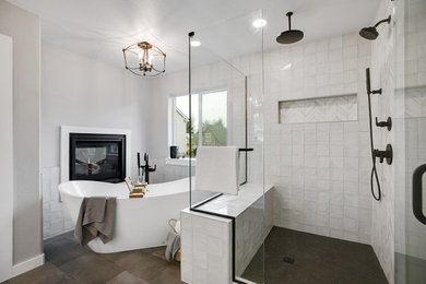 Example of a large transitional bathroom design in Portland