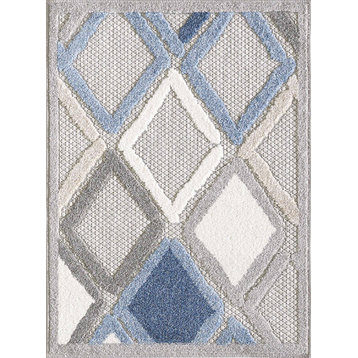 Shertils Sapphire Blue and Charcoal Woven Area Rug